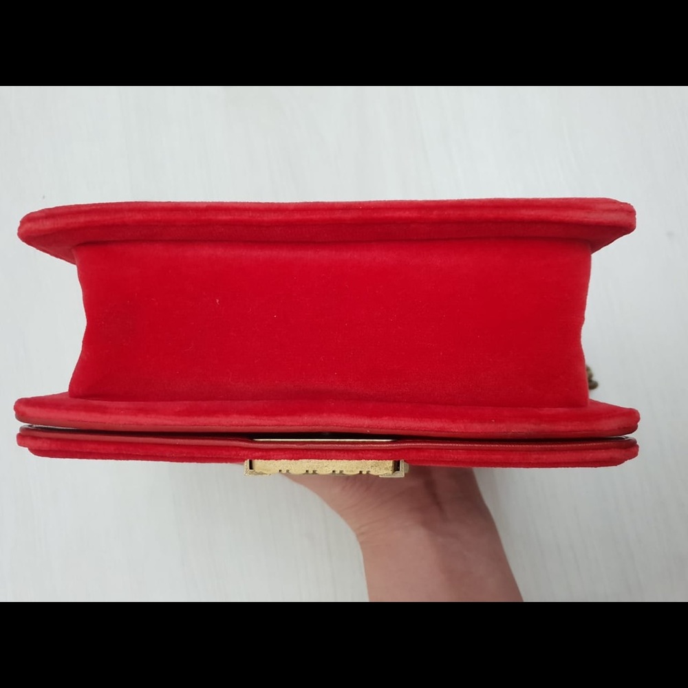 Chanel Small Red Suede Le Boy Bag - Picture 6 of 8